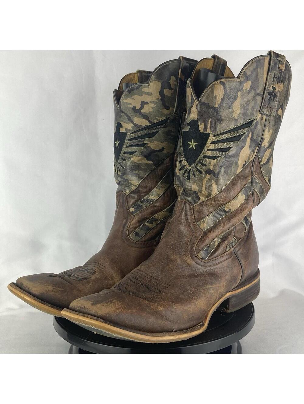 Men’s 11.5 EE Tin Haul Sergeant At Arms Screaming Eagle Army Camo Cowboy Boots